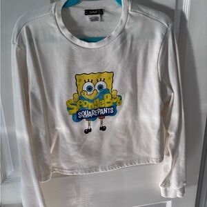 Spongebob x ROMWE collab white crop top sweatshirt